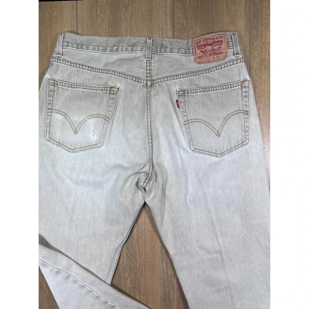 Levi's 505‎ Regular Fit Jeans Mens 36x30 Khaki Tan Wash Straight Leg vintage Y2K